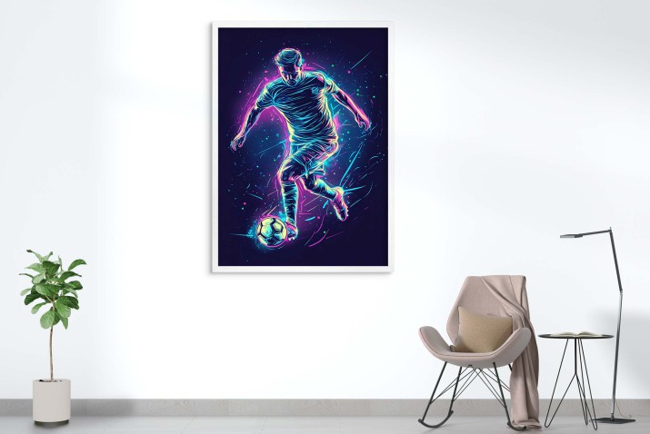 Plakat Młodzieżowy Piłka Nożna – neonowy piłkarz | Sportowa dekoracja do pokoju nastolatka, fana Piłki Nożnej P64221 - zdjęcie 6