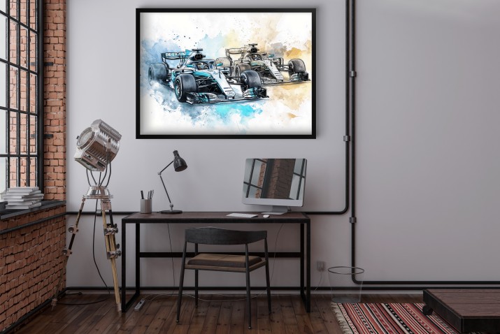 Akwarelowy Plakat F1-  bolidy Formuły 1 | Dekoracja ścienna do pokoju chłopca, nastolatka P24225 - zdjęcie 5