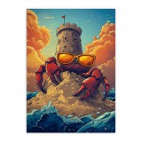Humorystyczny Plakat z krabem w okularach | Oryginalna dekoracja do pokoju nastolatka- wież, fale, plaża 94222 Naklejkomania - zdjecie 5 - miniatura