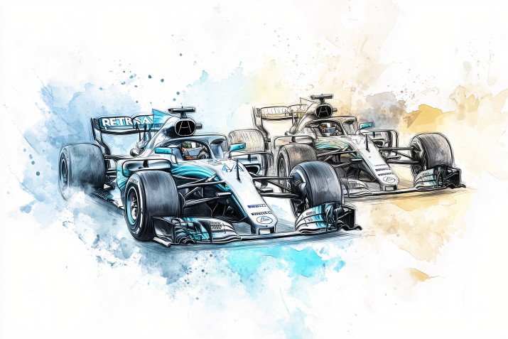 Młodzieżowa Fototapeta- Formuła 1 | Nowoczesna grafika- wyścig F1 | Motoryzacyjna dekoracja na ścianę 64225 - zdjęcie 2