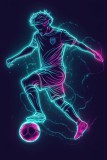 Sportowa Fototapeta z neonowym piłkarzem – dekoracja do pokoju nastolatka, fana piłki nożnej 64222 Naklejkomania - zdjecie 2 - miniatura