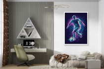 Plakat Młodzieżowy Piłka Nożna – neonowy piłkarz | Sportowa dekoracja do pokoju nastolatka, fana Piłki Nożnej P64221 Naklejkomania - zdjecie 5 - miniatura