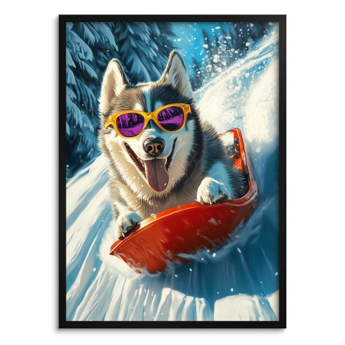 Kolorowy plakat pies Husky | Zabawny obraz z psem w okularach | Dekoracja ścienna pokoju dziecięcego, dla nastolatka 94218 Naklejkomania - zdjecie 1