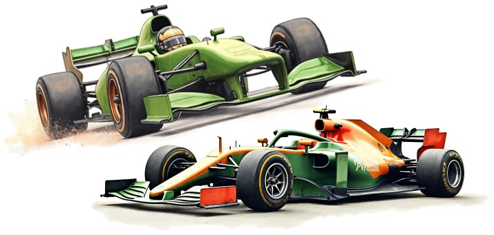 Naklejka ścienna Bolid F1 – Kolorowa dekoracja do pokoju chłopca | Samochody wyścigowe Formuła 1 T66762 - zdjęcie 2
