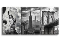 Obraz Tryptyk New York City– Czarno-białe ikony Nowego Jorku | Obraz na płótnie do salonu, biura O94098 Naklejkomania - zdjecie 1 - miniatura