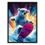 Plakat dla dzieci- Niedźwiedź polarny | Kolorowa, Komiksowa grafika do pokoju nastolatka 94217 Naklejkomania - zdjecie 1 - miniatura