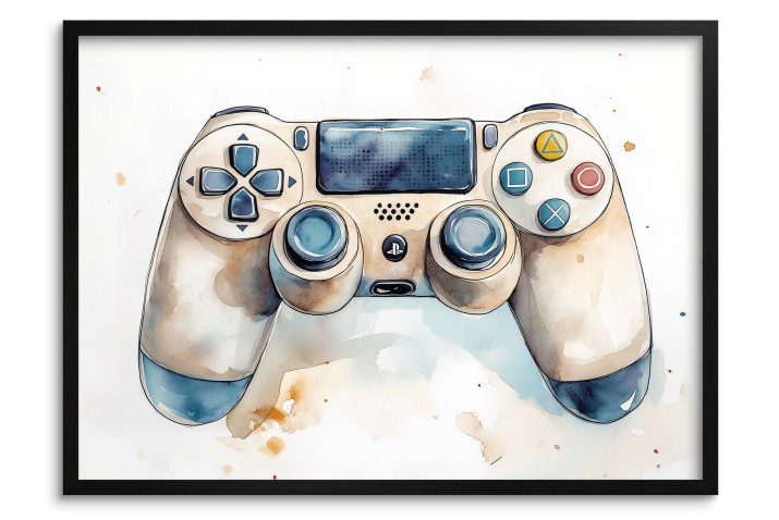Plakat gamingowy – Kontroler do gier w akwarelowym stylu | Dekoracja Gamepad do pokoju chłopca, nastolatka P66756 - zdjęcie 3