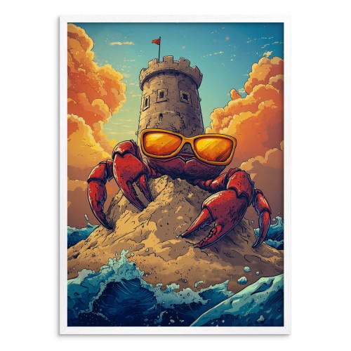Humorystyczny Plakat z krabem w okularach | Oryginalna dekoracja do pokoju nastolatka- wież, fale, plaża 94222 - zdjęcie 4