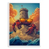 Humorystyczny Plakat z krabem w okularach | Oryginalna dekoracja do pokoju nastolatka- wież, fale, plaża 94222 Naklejkomania - zdjecie 4 - miniatura