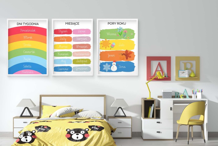 Kolorowy Kalendarz dla dzieci- Nauka dni tygodnia, miesięcy i pór roku | Edukacyjne Plakaty do pokoju dziecka, przedszkola 82084 - zdjęcie 6