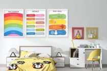 Kolorowy Kalendarz dla dzieci- Nauka dni tygodnia, miesięcy i pór roku | Edukacyjne Plakaty do pokoju dziecka, przedszkola 82084 Naklejkomania - zdjecie 6 - miniatura