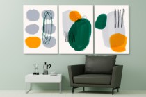 Tryptyk na Płótnie – Obraz Nowoczesna Abstrakcja | Kolorowe Kształty w Stylu Modern Art- dekoracja ścienna O81811 Naklejkomania - zdjecie 4 - miniatura
