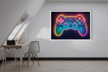 Plakat młodzieżowy – Gamepad w neonowych kolorach | Plakat do pokoju gracza | Ozdoba ścienna gamingowa P66755 Naklejkomania - zdjecie 6 - miniatura