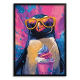 Młodzieżowy Plakat na ścianę- Pingwin z Lodami | Grafika w stylu Pop-Art | Dekoracja dla dziecka, nastolatka 94219 Naklejkomania - zdjecie 1 - miniatura