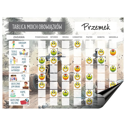 Dziecięcy Planer na lodówkę- Magnetyczna Tablica obowiązków dla chłopca Quady 4660
