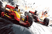 Fototapeta w komiksowym stylu- Wyścig Formuły 1 | Dynamiczna Dekoracja do pokoju młodzieżowego 64223 Naklejkomania - zdjecie 2 - miniatura