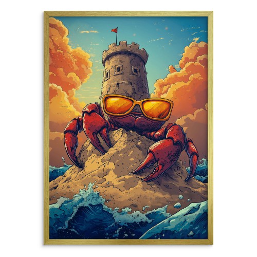 Humorystyczny Plakat z krabem w okularach | Oryginalna dekoracja do pokoju nastolatka- wież, fale, plaża 94222 - zdjęcie 3