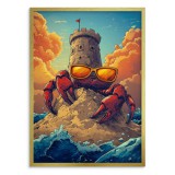 Humorystyczny Plakat z krabem w okularach | Oryginalna dekoracja do pokoju nastolatka- wież, fale, plaża 94222 Naklejkomania - zdjecie 3 - miniatura