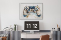 Plakat gamingowy – Kontroler do gier w akwarelowym stylu | Dekoracja Gamepad do pokoju chłopca, nastolatka P66756 Naklejkomania - zdjecie 2 - miniatura
