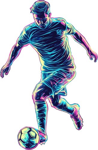 Nowoczesna Naklejka na ścianę – Neonowy Piłkarz | Dekoracja sportowa do pokoju chłopca, nastolatka T66758 - zdjęcie 2