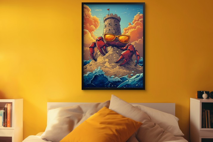 Humorystyczny Plakat z krabem w okularach | Oryginalna dekoracja do pokoju nastolatka- wież, fale, plaża 94222 - zdjęcie 7