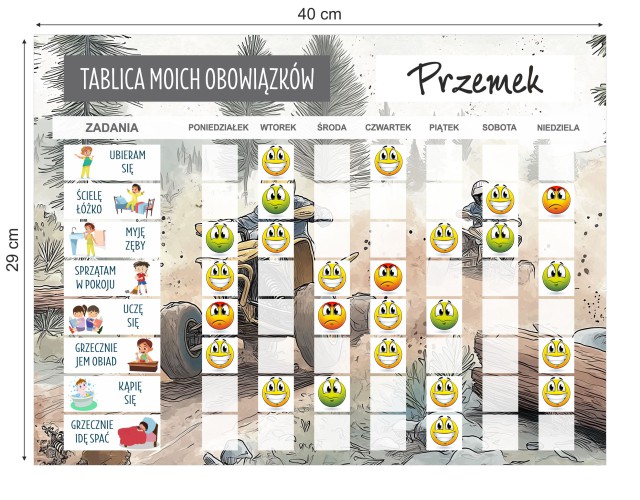Dziecięcy Planer na lodówkę- Magnetyczna Tablica obowiązków dla chłopca Quady 4660 - zdjęcie 2