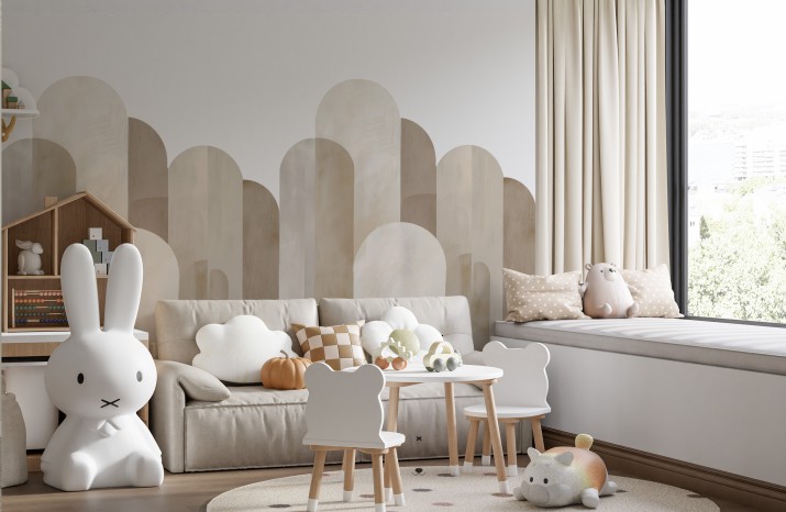 Minimalistyczna Lamperia dziecięcia- Beżowe łuki | Dekoracja ścienna do wnętrz w stylu skandynawskim, boho 66769 - zdjęcie 3