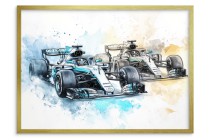 Akwarelowy Plakat F1-  bolidy Formuły 1 | Dekoracja ścienna do pokoju chłopca, nastolatka P24225 Naklejkomania - zdjecie 3 - miniatura