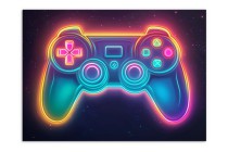 Plakat młodzieżowy – Gamepad w neonowych kolorach | Plakat do pokoju gracza | Ozdoba ścienna gamingowa P66755 Naklejkomania - zdjecie 4 - miniatura