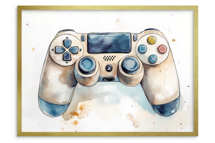 Plakat gamingowy – Kontroler do gier w akwarelowym stylu | Dekoracja Gamepad do pokoju chłopca, nastolatka P66756 - zdjęcie 4