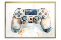 Plakat gamingowy – Kontroler do gier w akwarelowym stylu | Dekoracja Gamepad do pokoju chłopca, nastolatka P66756 Naklejkomania - zdjecie 4 - miniatura