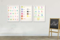 Kolorowy Plakat edukacyjny – Nauka alfabetu, kolorów i cyfr | Obrazek na ścianę do przedszkola i żłobka 82079 Naklejkomania - zdjecie 7 - miniatura