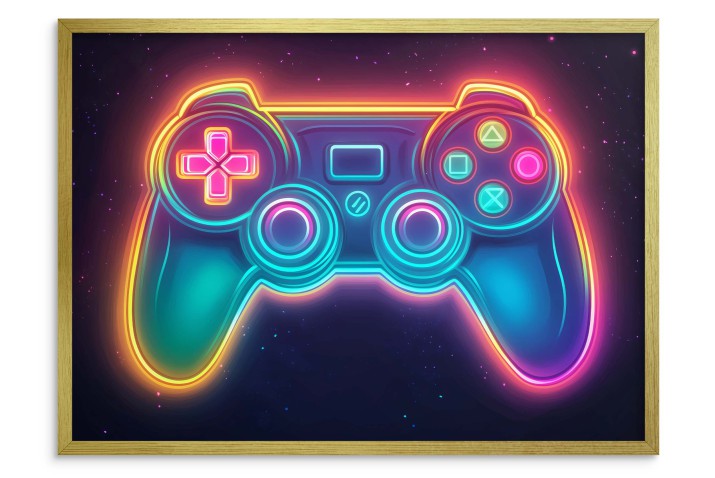 Plakat młodzieżowy – Gamepad w neonowych kolorach | Plakat do pokoju gracza | Ozdoba ścienna gamingowa P66755 - zdjęcie 3