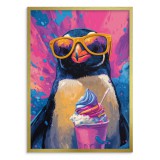 Młodzieżowy Plakat na ścianę- Pingwin z Lodami | Grafika w stylu Pop-Art | Dekoracja dla dziecka, nastolatka 94219 Naklejkomania - zdjecie 4 - miniatura