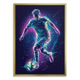 Plakat Młodzieżowy Piłka Nożna – neonowy piłkarz | Sportowa dekoracja do pokoju nastolatka, fana Piłki Nożnej P64221 Naklejkomania - zdjecie 4 - miniatura