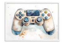 Plakat gamingowy – Kontroler do gier w akwarelowym stylu | Dekoracja Gamepad do pokoju chłopca, nastolatka P66756 Naklejkomania - zdjecie 1 - miniatura