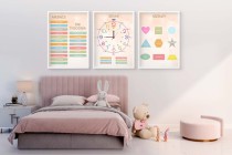 Plakat edukacyjny dla dzieci – Zegar, Miesiące, Dni Tygodnia i Kształty 82080 Naklejkomania - zdjecie 6 - miniatura