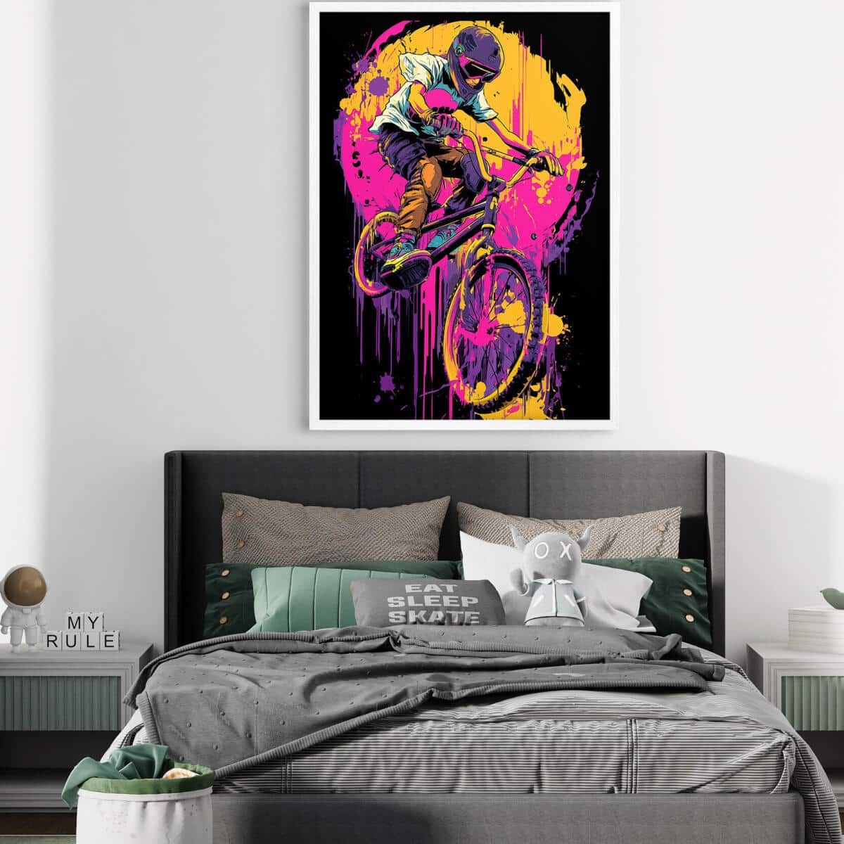 Neonowy Plakat BMX – Kolorowa Grafika Urban Style | Nowoczesna Dekoracja Ścienna do Pokoju Młodzieżowego- Graffiti 82193 - zdjęcie 2