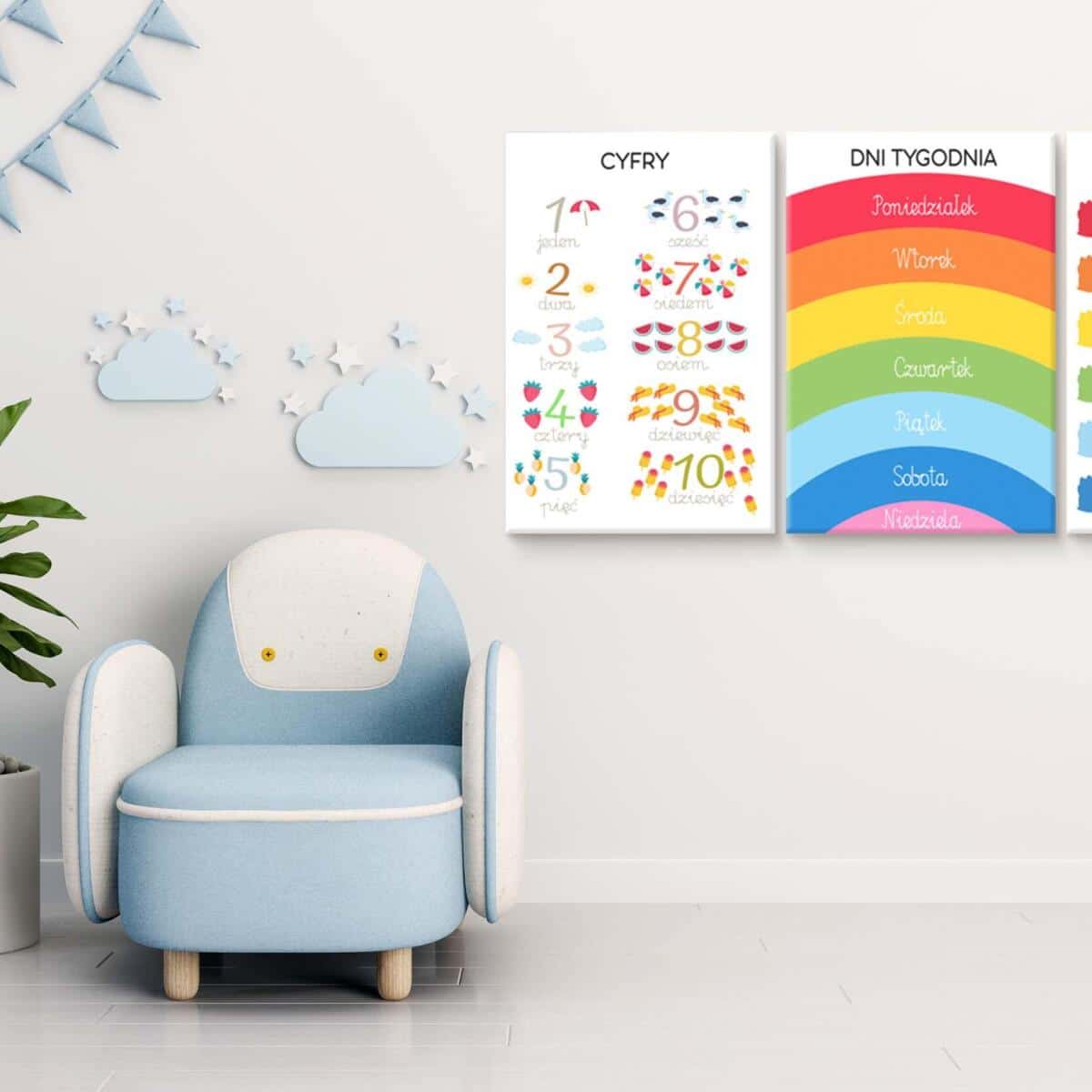 Edukacyjne Obrazy dla dzieci, do przedszkola- Nauka Cyfr, Dni tygodnia i Miesięcy metodą Montessori 82160 - zdjęcie 4