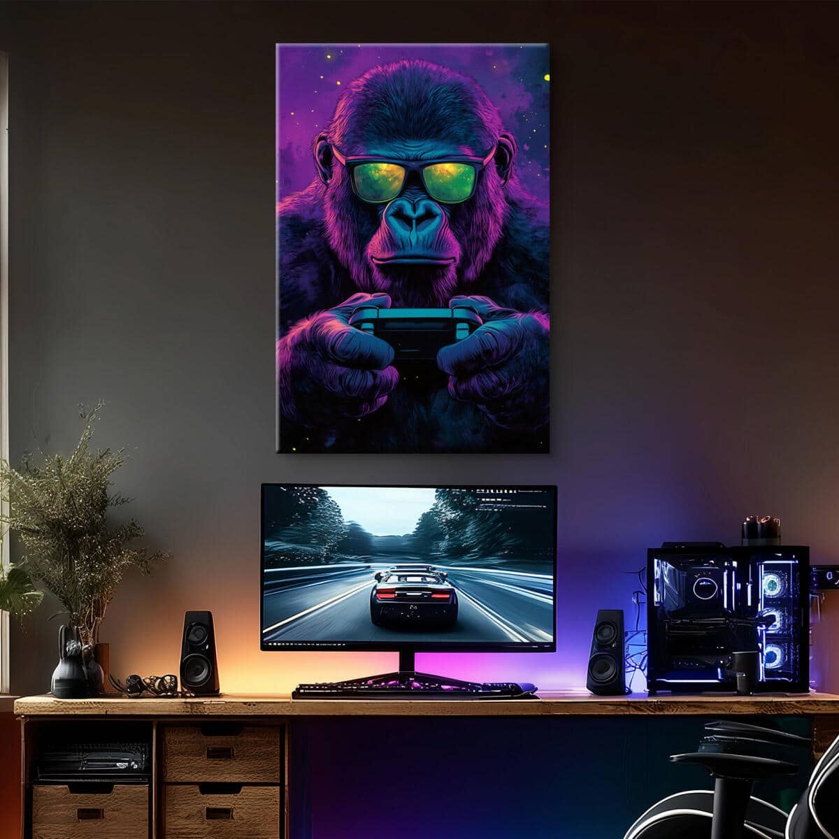 Młodzieżowy Obraz na ścianę- Goryl Gamer | Dekoracja do pokoju gracza, chłopca, nastolatka O92126 - zdjęcie 4