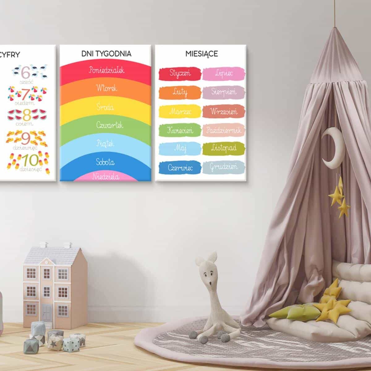 Edukacyjne Obrazy dla dzieci, do przedszkola- Nauka Cyfr, Dni tygodnia i Miesięcy metodą Montessori 82160 - zdjęcie 3