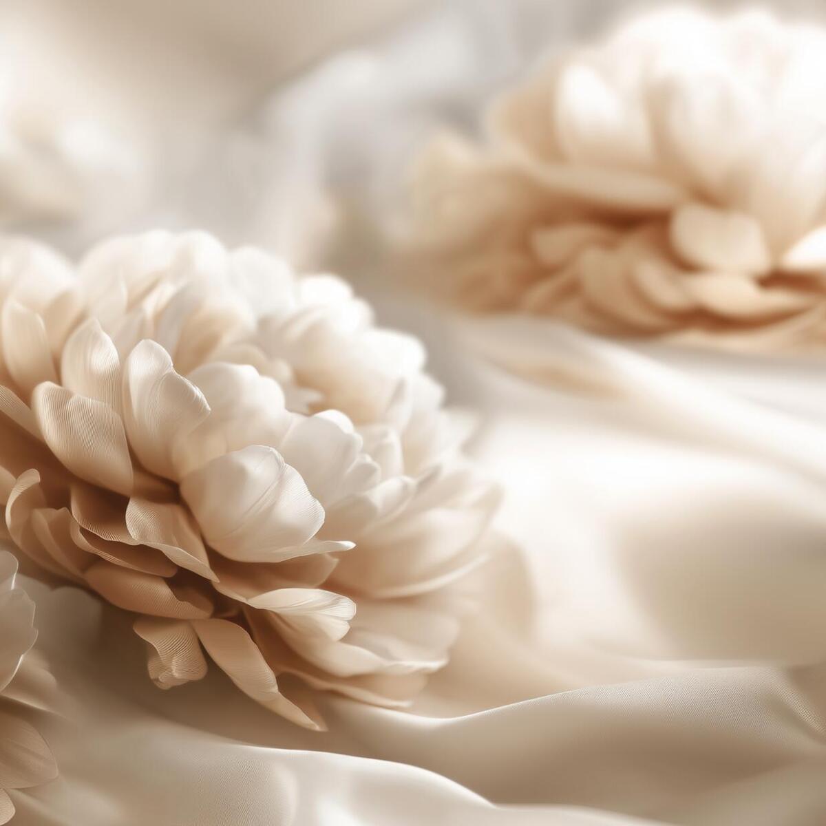 Elegancka Fototapeta z Kwiatami | Beżowe Peonie 3D | Dekoracja Ścienna w Stylu Glamour 82101 - zdjęcie 3