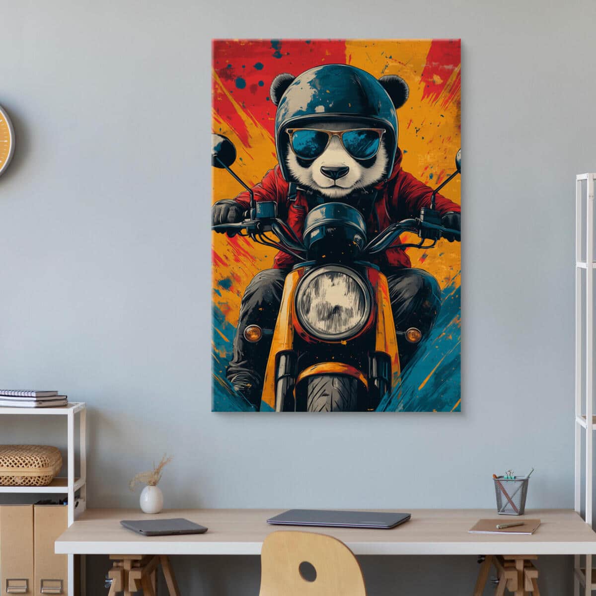 Obraz na ścianę- Panda na motocyklu | Nowoczesna dekoracja street art do salonu i pokoju nastolatka O94210 - zdjęcie 3