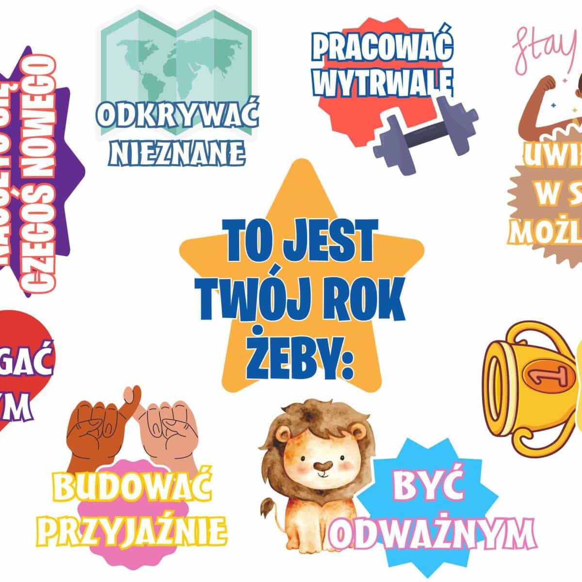 Naklejki motywacyjne dla dzieci- To jest twój rok żeby... | Dekoracje na gazetkę szkolną, do klasy, na drzwi 82187 - zdjęcie 6