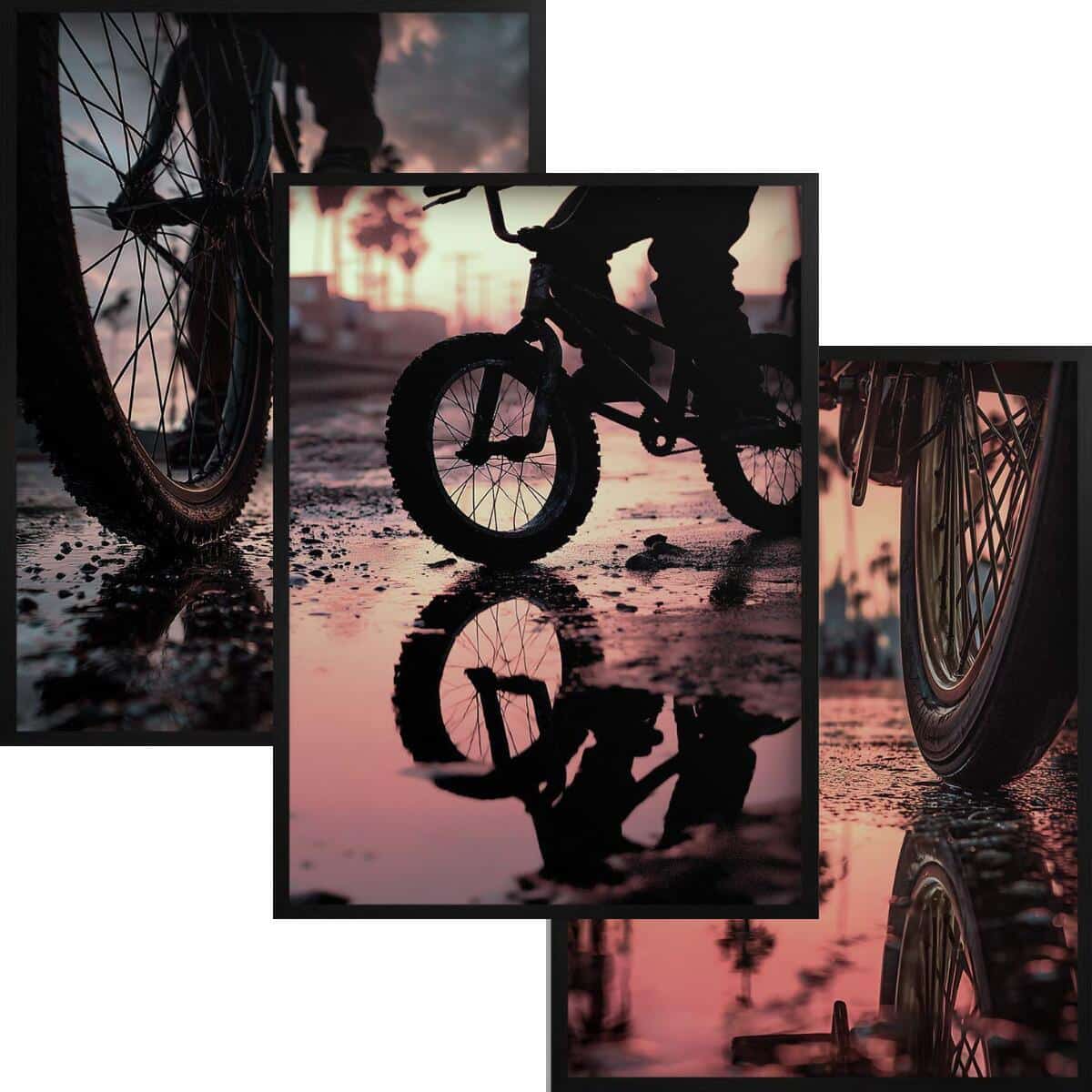 Plakaty Urban Style- Rowery BMX | Klimatyczny Zachód Słońca i Palmy | Dekoracja do pokoju nastolatka 82188