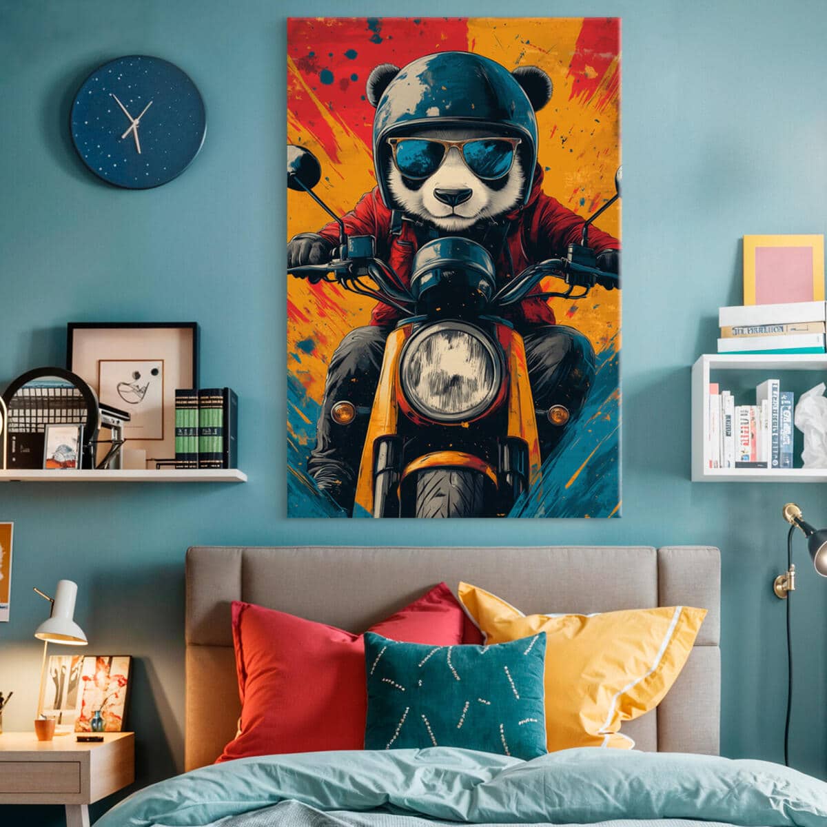 Obraz na ścianę- Panda na motocyklu | Nowoczesna dekoracja street art do salonu i pokoju nastolatka O94210 - zdjęcie 5