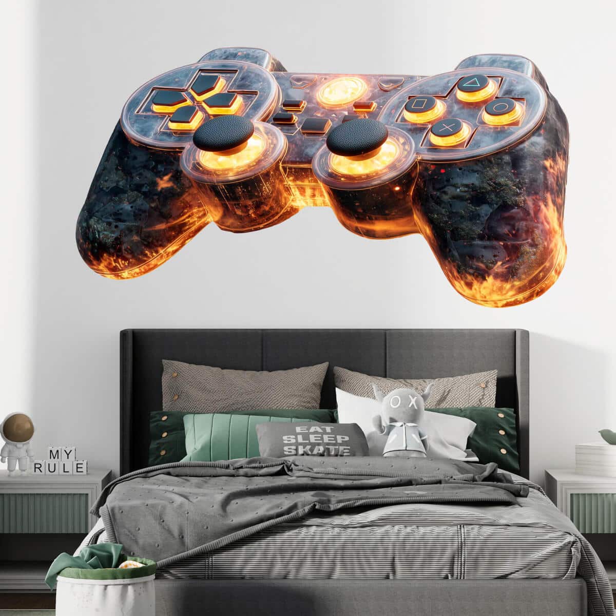 Młodzieżowa Naklejka na ścianę, meble- ognisty Gamepad | Pokój nastolatka, chłopca, gracza T82176