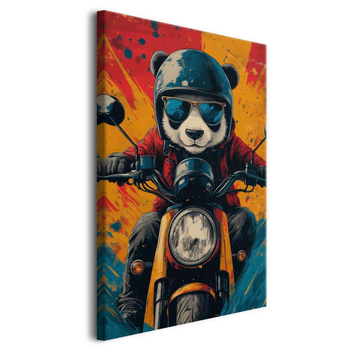Obraz na ścianę- Panda na motocyklu | Nowoczesna dekoracja street art do salonu i pokoju nastolatka O94210
