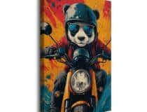 Obraz na ścianę- Panda na motocyklu | Nowoczesna dekoracja street art do salonu i pokoju nastolatka O94210