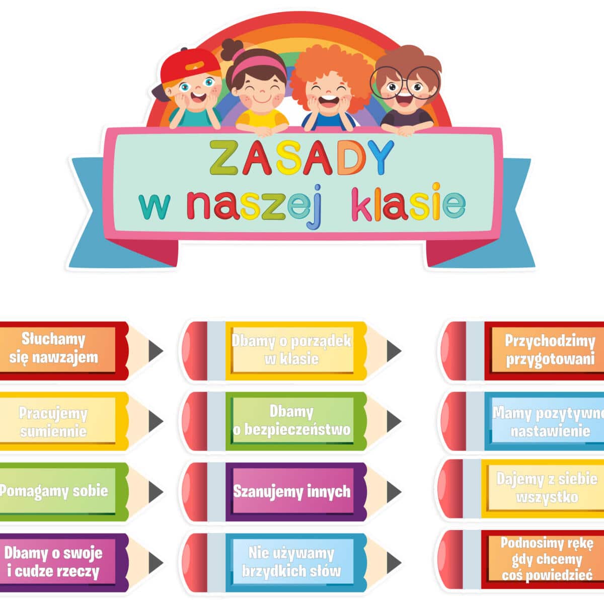 Naklejki na gazetkę szkolną, drzwi- Zasady w Naszej Klasie | Dekoracje do szkoły, klasy 66777 - zdjęcie 5